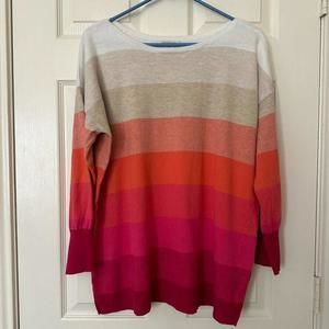 Liz Claiborne Woman Pink Red Beige Stripes Pullover Sweater Plus size 1X Striped